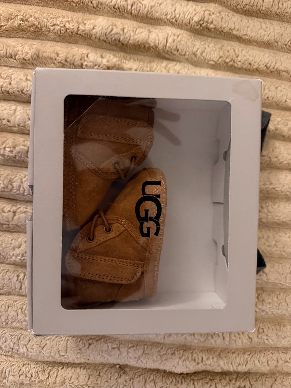 UGG Baby/Toddler Tan Suede Booties with Logo